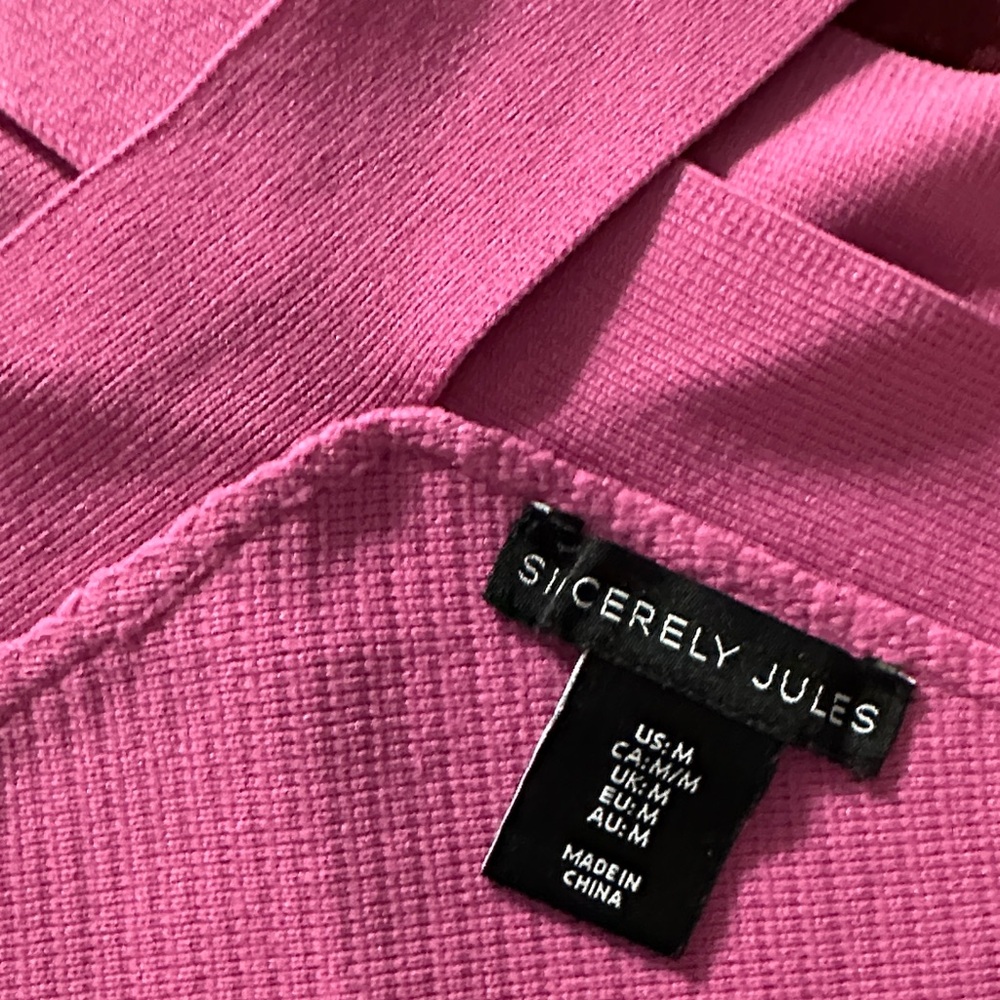 Sincerely Jules Pink Cross Strap Crop Top - Picture 3 of 4